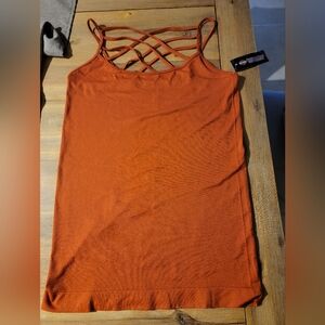 Zenana Outfitters Orange Tank Top with Cut Out Design and Backless Style